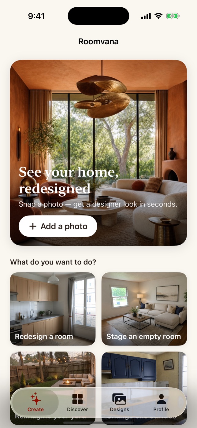 The Roomvana iPhone app, ready to redesign a room from one photo